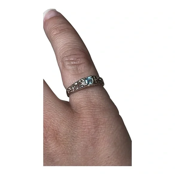 Sterling Silver 925 Blue Topaz Ring filigree Size 6 - Picture 4 of 8
